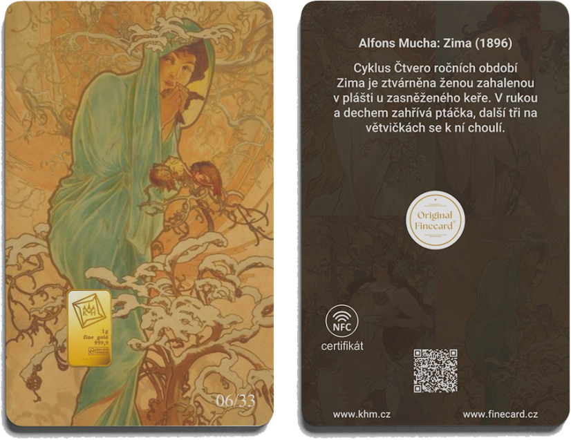 Finecard - Alfons Mucha - Čtvero ročních období - Limitovaná zlatá edice | KHM