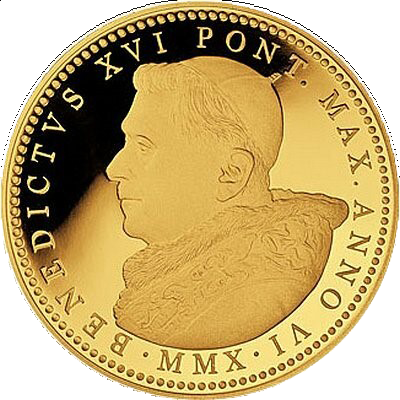 Pamětní zlatá mince, 100EUR Pontifikát papeže Benedikta XVI. 2010 - Sixtinská kaple - Poslední soud
