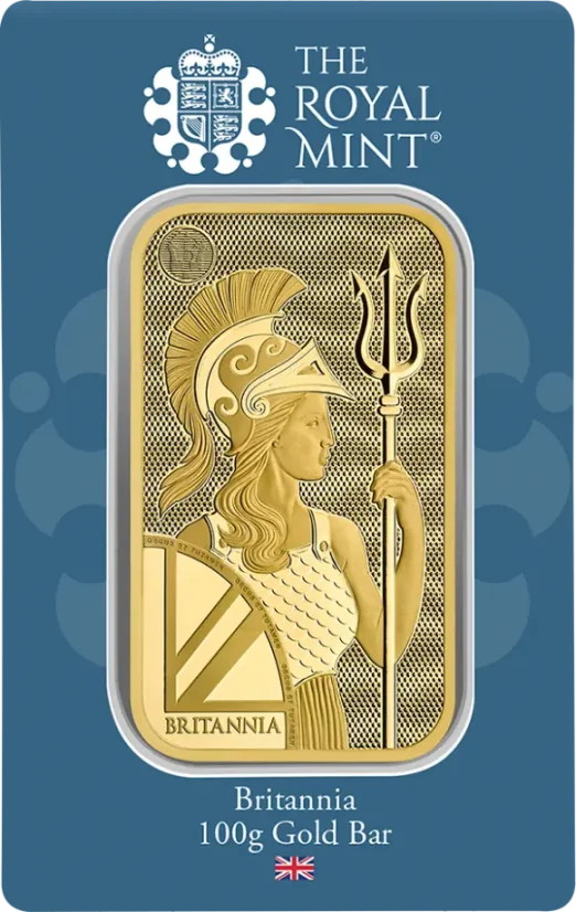 100g Britannia Gold Bar | Royal Mint | KHM