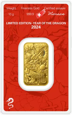 Investiční zlato 10g Gold Bar | Argor-Heraeus | Year Of The Dragon | 2024| KHM