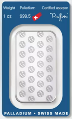 1 oz Palladium Bar | Argor Heraeus | KHM
