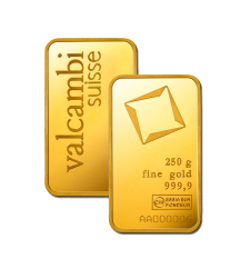Investiční zlato 250g Gold Bar | Valcambi | Minted | KHM