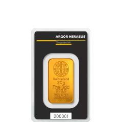 Investiční zlato 20g Gold Bar | Argor-Heraeus | Kinebar | KHM