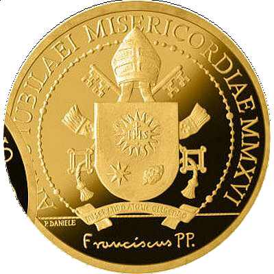 Pamětní zlatá mince, 100EUR Pontifikát papeže Františka 2016 - Evangelisté: Svatý Lukáš