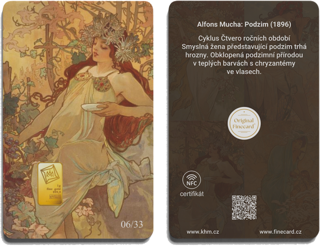 Finecard - Alfons Mucha - Čtvero ročních období - Limitovaná zlatá edice | KHM