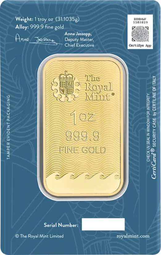 1 oz Britannia Gold Bar | Royal Mint | KHM