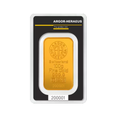Investiční zlato 100g Gold Bar | Argor-Heraeus | Kinebar | KHM