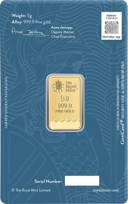 5g Britannia Gold Bar | Royal Mint | KHM