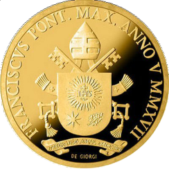 Pamětní zlatá mince, 100EUR Pontifikát papeže Františka 2017 - Evangelisté: Svatý Jan