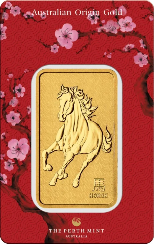 Investiční zlato 1 oz Lunar III Horse Gold Bar | Perth Mint | 2026 | KHM