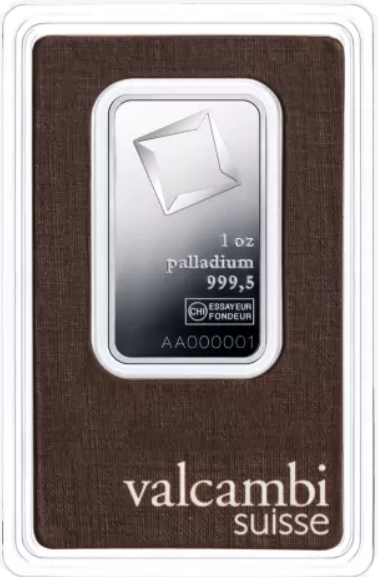 1 oz Palladium Bar | Valcambi | KHM