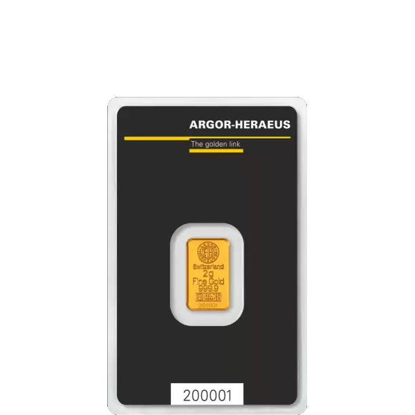 Investiční zlato 2g Gold Bar | Argor-Heraeus | Kinebar | KHM