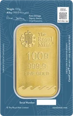 100g Britannia Gold Bar | Royal Mint | KHM