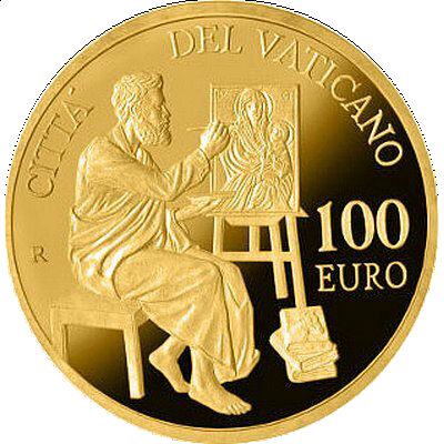 Pamětní zlatá mince, 100EUR Pontifikát papeže Františka 2016 - Evangelisté: Svatý Lukáš