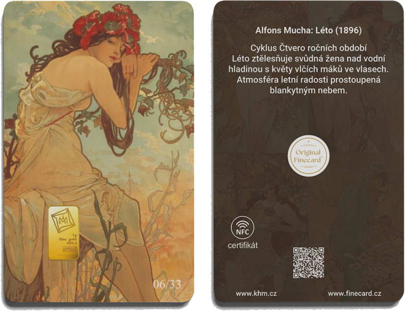 Finecard - Alfons Mucha - Čtvero ročních období - Limitovaná zlatá edice | KHM