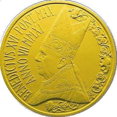 Pamětní zlatá mince, 100EUR Pontifikát papeže Benedikta XVI. 2011 - Rafaelovy síně: Heliodorův pokoj