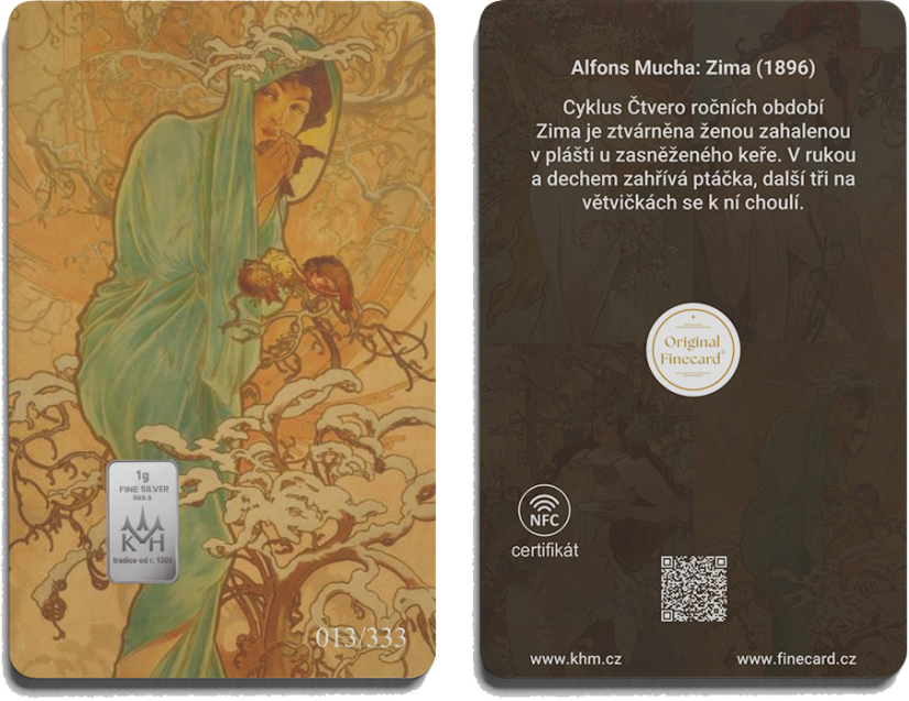 Finecard - Alfons Mucha - Čtvero ročních období - Limitovaná stříbrná edice | KHM
