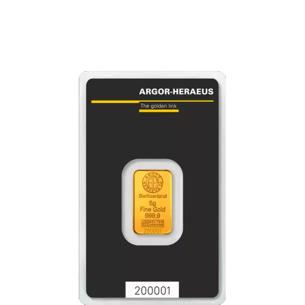 Investiční zlato 5g Gold Bar | Argor-Heraeus | Kinebar | KHM
