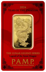 Investiční zlato 1 OZ 31.1 g Lunar Legends Azure Dragon Gold Bar | 2024 | KHM