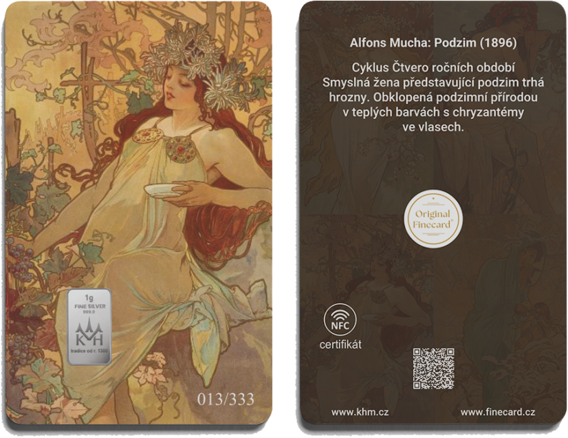 Finecard - Alfons Mucha - Čtvero ročních období - Limitovaná stříbrná edice | KHM