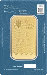 50g Britannia Gold Bar | Royal Mint | KHM